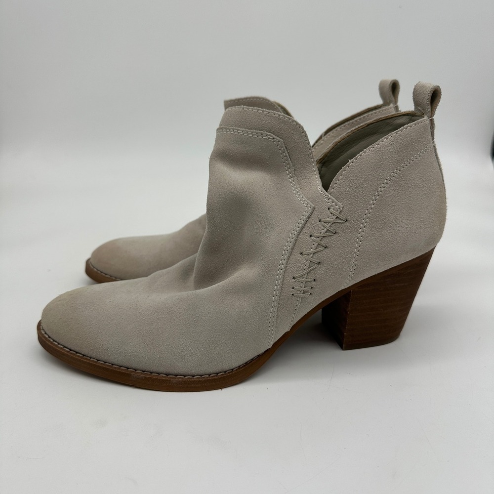 Sam Edelman Mathia‎ Boots Womens 9 Gray Suede Leather Ankle Booties Outside Zip